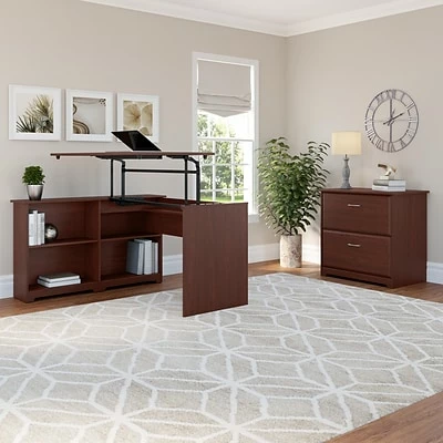 Hot Sale ๐ฏ Sit & Stand Desks Bush Furniture Cabot 36"-42"H 3 Position Sit To Stand Corner Bookshelf Desk With Lateral File Cabinet, Harvest Cherry(CAB056HVC) ๐ 4 Hot Sale ๐ฏ Sit & Stand Desks Bush Furniture Cabot 36"-42"H 3 Position Sit To Stand Corner Bookshelf Desk With Lateral File Cabinet, Harvest Cherry(CAB056HVC) ๐ - Image 2