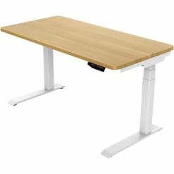 Best Pirce ❤️ Office Desks Hanover 24"- 49" Sit Or Stand Assembled Electric Desk With Adjustable And Programmable Heights, Natural, HSD0421-NAT 😉