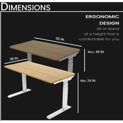 Best Pirce ❤️ Office Desks Hanover 24"- 49" Sit Or Stand Assembled Electric Desk With Adjustable And Programmable Heights, Natural, HSD0421-NAT 😉 -Desk Riser Store unnamed file 2769