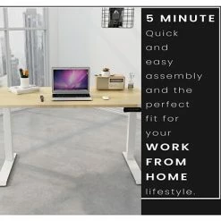 Best Pirce ❤️ Office Desks Hanover 24"- 49" Sit Or Stand Assembled Electric Desk With Adjustable And Programmable Heights, Natural, HSD0421-NAT 😉 -Desk Riser Store unnamed file 2770