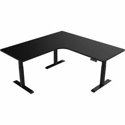 Wholesale 😉 Office Desks Hanover 23"- 48" Sit Or Stand Electric L-Shaped Desk With Triple Motor System, Black, HSD0452-BLK 😀