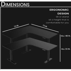 Wholesale 😉 Office Desks Hanover 23"- 48" Sit Or Stand Electric L-Shaped Desk With Triple Motor System, Black, HSD0452-BLK 😀 -Desk Riser Store unnamed file 2785