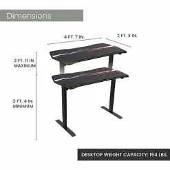 Promo 😉 Office Desks Hanover 28"- 48" Adjustable Sit Or Stand Electric Gaming Desk, Black, HGD0504-BLK 👍 -Desk Riser Store unnamed file 2801