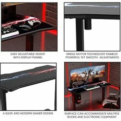Promo 😉 Office Desks Hanover 28"- 48" Adjustable Sit Or Stand Electric Gaming Desk, Black, HGD0504-BLK 👍 -Desk Riser Store unnamed file 2802