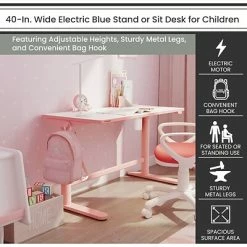 Deals 🧨 Office Desks Hanover 22"- 35" Sit Or Stand Adjustable Electric Desk For Children For School, Crafts, And Writing, Pink, HCR001DSK-PINK ❤️ 15 Deals 🧨 Office Desks Hanover 22"- 35" Sit Or Stand Adjustable Electric Desk For Children For School, Crafts, And Writing, Pink, HCR001DSK-PINK ❤️ -Desk Riser Store unnamed file 2810