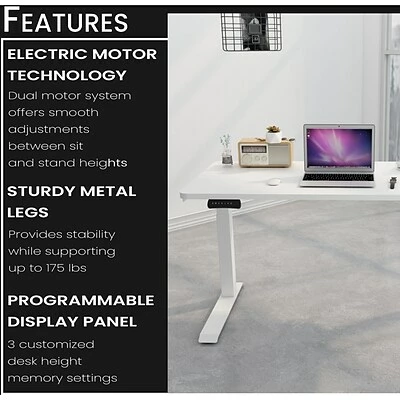 Brand new 🥰 Office Desks Hanover 24"- 49" Sit Or Stand Assembled Electric Desk With Adjustable And Programmable Heights, White, HSD0421-WHT ✨ 4 Brand new 🥰 Office Desks Hanover 24"- 49" Sit Or Stand Assembled Electric Desk With Adjustable And Programmable Heights, White, HSD0421-WHT ✨ - Image 2