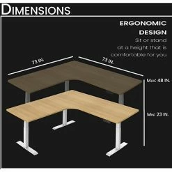 Flash Sale 👍 Office Desks Hanover 23"- 48" Sit Or Stand Electric L-Shaped Desk With Triple Motor System, Natural And White, HSD0452-NAT2 ✨ -Desk Riser Store unnamed file 2838