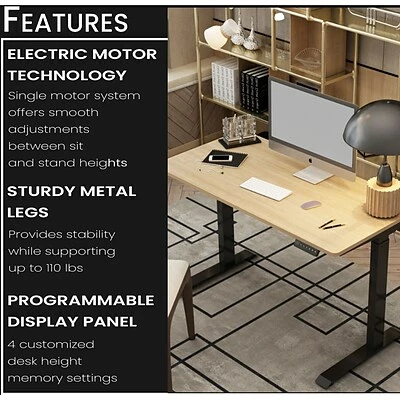 Top 10 ๐ Office Desks Hanover 29"- 48" Adjustable Sit Or Stand Electric Desk, Natural, HSD0411-NAT ๐งจ 4 Top 10 ๐ Office Desks Hanover 29"- 48" Adjustable Sit Or Stand Electric Desk, Natural, HSD0411-NAT ๐งจ - Image 2