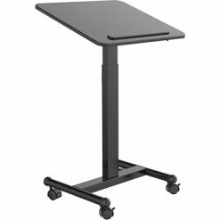 Cheap ✨ Office Desks Hanover 29"- 45" Sit Or Stand Rolling Desk With Adjustable Height And Bag Hook, Black, HSD0408-BLK 🎉