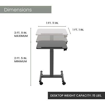 Cheap โจ Office Desks Hanover 29"- 45" Sit Or Stand Rolling Desk With Adjustable Height And Bag Hook, Black, HSD0408-BLK ๐ 5 Cheap โจ Office Desks Hanover 29"- 45" Sit Or Stand Rolling Desk With Adjustable Height And Bag Hook, Black, HSD0408-BLK ๐ - Image 3