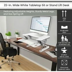 Best deal 💯 Office Desks Hanover 6"- 20" Adjustable Tabletop Sit Or Stand Lift Desk For Offices, Schools, And Writing Stations, White, HSD0401-WHT1 ✨ -Desk Riser Store unnamed file 2874
