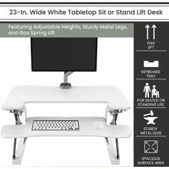 Outlet 🥰 Office Desks Hanover 6"-20" Adjustable Sit Or Stand Tabletop Lift Desk For Offices, Schools, And Writing, White, HSD0402-WHT1 ⭐ -Desk Riser Store unnamed file 2878