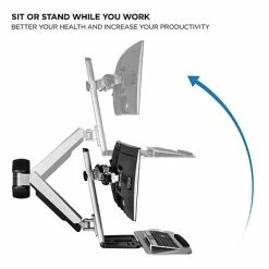 Promo 😀 Sit & Stand Desks Mount-It! Sit Stand Wall Mount Workstation, Articulating Standing Desk For Dual Monitors, Floating Keyboard Tray (MI-7906) 🤩 -Desk Riser Store unnamed file 305