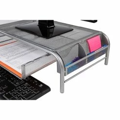 Promo ⭐ Monitor Mounts & Stands Mind Reader Metal Mesh Monitor Stand And Desk Organizer With Drawer, Monitor Riser, Silver, 2/Pack (2MESHMON-SIL) 💯 -Desk Riser Store unnamed file 310