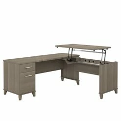 Wholesale 🛒 Sit & Stand Desks Bush Furniture Somerset 72W 3 Position Sit To Stand L Shaped Desk, Ash Gray (SET014AG) ❤️