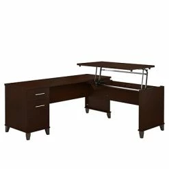 Wholesale 😍 Sit & Stand Desks Bush Furniture Somerset 72W 3 Position Sit To Stand L Shaped Desk, Mocha Cherry (SET014MR) ⌛