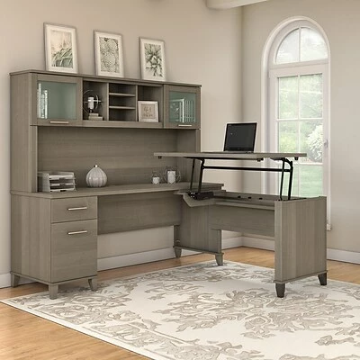 Best Pirce ๐ Sit & Stand Desks Bush Furniture Somerset 72W 3 Position Sit To Stand L Shaped Desk With Hutch, Ash Gray (SET015AG) ๐ 4 Best Pirce ๐ Sit & Stand Desks Bush Furniture Somerset 72W 3 Position Sit To Stand L Shaped Desk With Hutch, Ash Gray (SET015AG) ๐ - Image 2