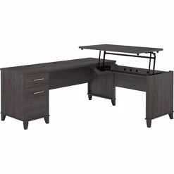 Deals 🔔 Sit & Stand Desks Bush Furniture Somerset 72W 3 Position Sit To Stand L Shaped Desk, Storm Gray (SET014SG) 👍