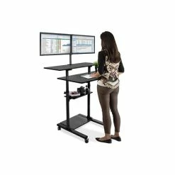 Best deal 🎁 Sit & Stand Desks Mount-It! 37" - 55" Rolling Stand-Up Desk, Black (MI-7972B) 🥰 -Desk Riser Store unnamed file 384