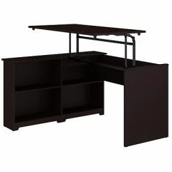 Best Sale 🥰 Sit & Stand Desks Bush Furniture Cabot 36"-42"H 3 Position Sit To Stand Corner Bookshelf Desk, Espresso Oak (WC31816-03) ✔️