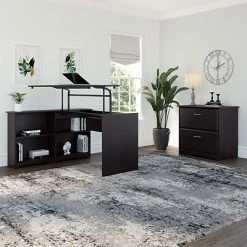 Best Sale 🥰 Sit & Stand Desks Bush Furniture Cabot 36"-42"H 3 Position Sit To Stand Corner Bookshelf Desk, Espresso Oak (WC31816-03) ✔️ -Desk Riser Store unnamed file 393