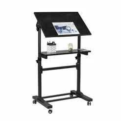 Wholesale 🔔 Sit & Stand Desks Mount-It! Mobile Portable Podium And Presentation Lectern, Height Adjustable Multi-Purpose Standing Desk Workstation (MI-7941) 🔥