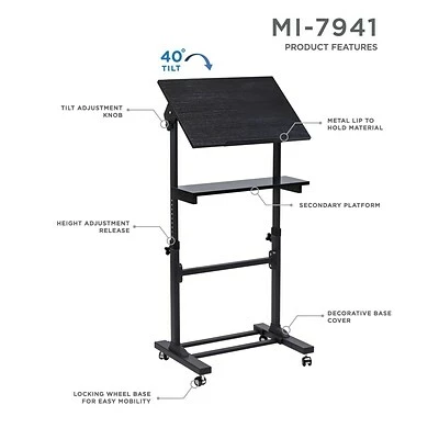 Wholesale ๐ Sit & Stand Desks Mount-It! Mobile Portable Podium And Presentation Lectern, Height Adjustable Multi-Purpose Standing Desk Workstation (MI-7941) ๐ฅ 5 Wholesale ๐ Sit & Stand Desks Mount-It! Mobile Portable Podium And Presentation Lectern, Height Adjustable Multi-Purpose Standing Desk Workstation (MI-7941) ๐ฅ - Image 3
