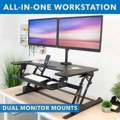 Best Pirce ✔️ Sit & Stand Desks Mount-It! 36"W Standing Desk Converter With Dual Monitor Stand, Plastic/Steel (MI-7934) 🛒 -Desk Riser Store unnamed file 429