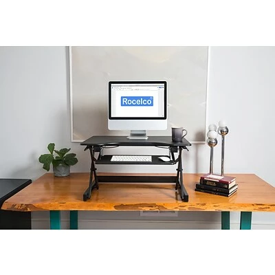 Budget ๐ Sit & Stand Desks Rocelco 32" Ergonomic Adjustable Desk Riser, Black (R EADRB2) ๐ 4 Budget ๐ Sit & Stand Desks Rocelco 32" Ergonomic Adjustable Desk Riser, Black (R EADRB2) ๐ - Image 2