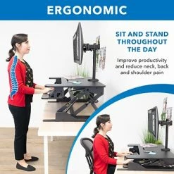 Best Pirce ✔️ Sit & Stand Desks Mount-It! 36"W Standing Desk Converter With Dual Monitor Stand, Plastic/Steel (MI-7934) 🛒 -Desk Riser Store unnamed file 430