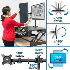 Best Pirce ✔️ Sit & Stand Desks Mount-It! 36"W Standing Desk Converter With Dual Monitor Stand, Plastic/Steel (MI-7934) 🛒 -Desk Riser Store unnamed file 433
