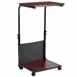 Coupon 😍 Flash Furniture Standing Desks Flash Mobile Sit-Down/Stand-Up Computer Desk W/Removable Pouch, Adjust From 27'' To 46.5'', Mahogany 🎉