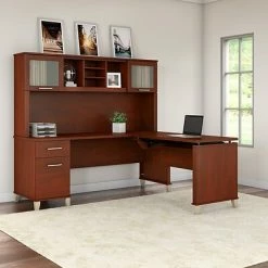 Deals 💯 Sit & Stand Desks Bush Furniture Somerset 72W 3 Position Sit To Stand L Shaped Desk With Hutch, Hansen Cherry (SET015HC) 😉 -Desk Riser Store unnamed file 513