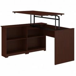 Brand new 🎁 Sit & Stand Desks Bush Furniture Cabot 36"-42"H 3 Position Sit To Stand Corner Bookshelf Desk, Harvest Cherry (WC31416-03) 😉