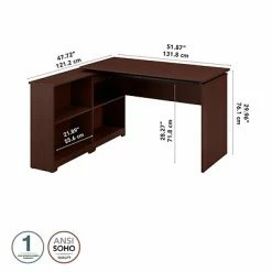 Brand new 🎁 Sit & Stand Desks Bush Furniture Cabot 36"-42"H 3 Position Sit To Stand Corner Bookshelf Desk, Harvest Cherry (WC31416-03) 😉 -Desk Riser Store unnamed file 540