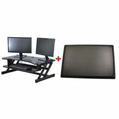 Deals 🔔 Sit & Stand Desks Rocelco 37"W Deluxe Adjustable Desk Riser With Energizing Anti-Fatique Mat (R DADRB-MAFM) 🥰