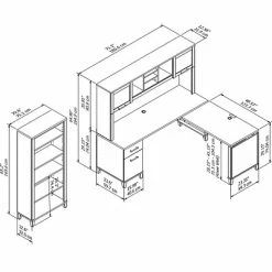 New 🧨 Sit & Stand Desks Bush Furniture Somerset 72W 3 Position Sit To Stand L Shaped Desk With Hutch And Bookcase, Maple Cross (SET017MC) ✨ -Desk Riser Store unnamed file 632