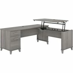 Hot Sale 🛒 Height-Adjustable Tables Bush Furniture Somerset 35"-41" Adjustable Desk, Platinum Gray (SET014PG) 🛒