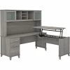 Outlet ❤️ Height-Adjustable Tables Bush Furniture Somerset 35"-41" Adjustable Desk With Hutch, Platinum Gray (SET015PG) 💯
