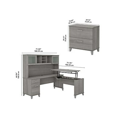 Cheap ๐งจ Sit & Stand Desks Bush Furniture Somerset 72"W 3-Position Sit To Stand L-Shaped Desk With Hutch And File Cabinet, Platinum Gray (SET016PG) ๐ 7 Cheap ๐งจ Sit & Stand Desks Bush Furniture Somerset 72"W 3-Position Sit To Stand L-Shaped Desk With Hutch And File Cabinet, Platinum Gray (SET016PG) ๐ - Image 5