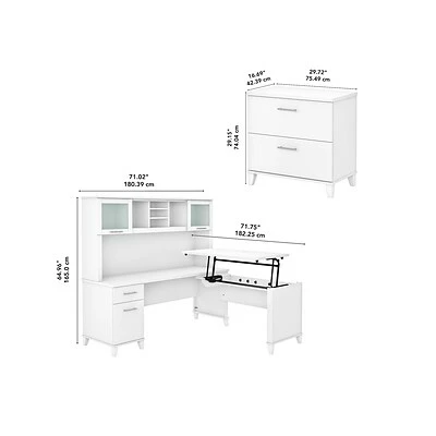 Best Pirce ๐ฅฐ Sit & Stand Desks Bush Furniture Somerset 72"W 3-Position Sit To Stand L-Shaped Desk With Hutch And File Cabinet, White (SET016WH) ๐ 7 Best Pirce ๐ฅฐ Sit & Stand Desks Bush Furniture Somerset 72"W 3-Position Sit To Stand L-Shaped Desk With Hutch And File Cabinet, White (SET016WH) ๐ - Image 5