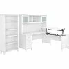 New 🎁 Sit & Stand Desks Bush Furniture Somerset 72"W 3-Position Sit To Stand L-Shaped Desk With Hutch And Bookcase, White (SET017WH) 😍 -Desk Riser Store unnamed file 729