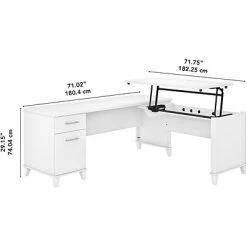 Wholesale 🤩 Height-Adjustable Tables Bush Furniture Somerset 35"-41" Adjustable Desk, White (SET014WH) ❤️ -Desk Riser Store unnamed file 739