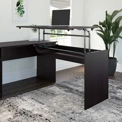 New 🛒 Sit & Stand Desks Bush Furniture Cabot 36"-42"H 3 Position Sit To Stand Desk Return, Espresso Oak (WC31845-03) 😍 -Desk Riser Store unnamed file 742