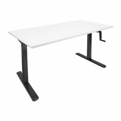 Promo ๐ Sit & Stand Desks Mount-It! 30"-50"H Adjustable Hand Crank Sit-Stand Desk, White/Black (MI-18070) ๐