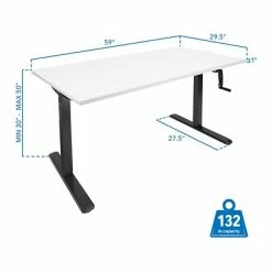 Promo 😍 Sit & Stand Desks Mount-It! 30"-50"H Adjustable Hand Crank Sit-Stand Desk, White/Black (MI-18070) 🎉 -Desk Riser Store unnamed file 757