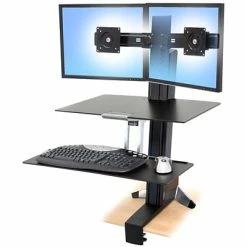 Cheap ⌛ Sit & Stand Desks Ergotron® WorkFit-S Up To 25 Lbs. 21.3" Dual Monitor Sit-Stand With Worksurface+ 🛒