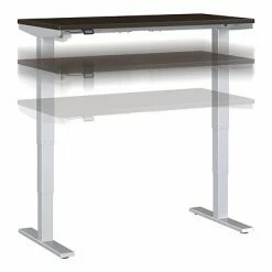 Cheapest 🔥 Height-Adjustable Tables Bush Business Furniture Move 40 Series 28''-48'' Adjustable Standing Desk, Mocha Cherry/Cool Gray Metallic (M4S4824MRSK) ⌛
