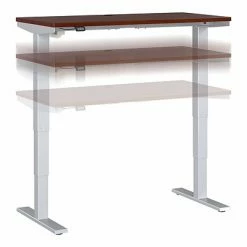 Cheap 🤩 Height-Adjustable Tables Bush Business Furniture Move 40 Series 28''-48'' Adjustable Standing Desk, Hansen Cherry/Cool Gray Metallic (M4S4824HCSK) 🛒