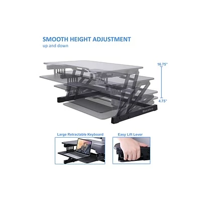 Buy ๐ Sit & Stand Desks Rocelco 32" Height Adjustable Standing Desk Converter With Anti Fatigue Mat BUNDLE, Black (R ADRB-MAFM) ๐คฉ 5 Buy ๐ Sit & Stand Desks Rocelco 32" Height Adjustable Standing Desk Converter With Anti Fatigue Mat BUNDLE, Black (R ADRB-MAFM) ๐คฉ - Image 3